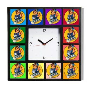 PEX Candy Girl Retr Square Clock with 12 pictures